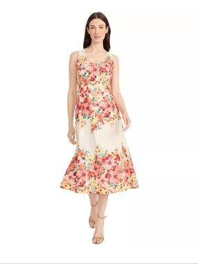Maggy London Womens Size 8 Floral Dress Sleeveless Fit Flare Spring Summer NWT